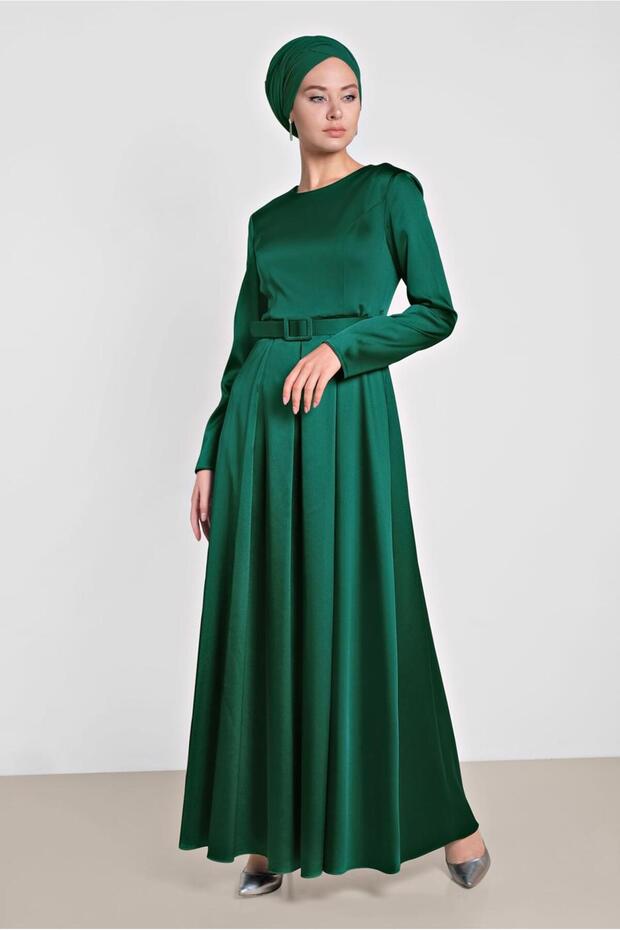 Belted Satin Dress 4227