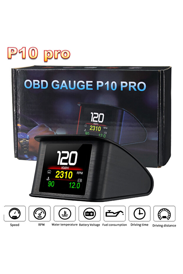 P10 Pro Head Up Display On-board Computer Car Digital OBD2 Mileage OBD Driving Computer Display S...