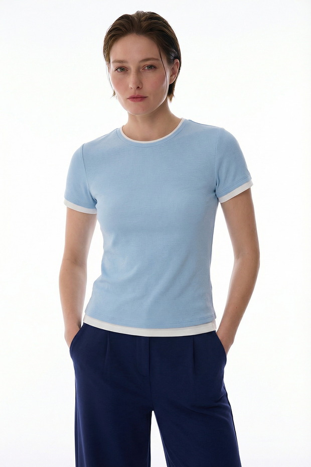 Koyu Mavi Basic Layer Tişört - 1