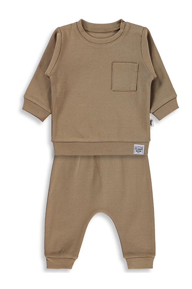 2-Piece Set with Decorative Labels 6-18 Months Set - Brown