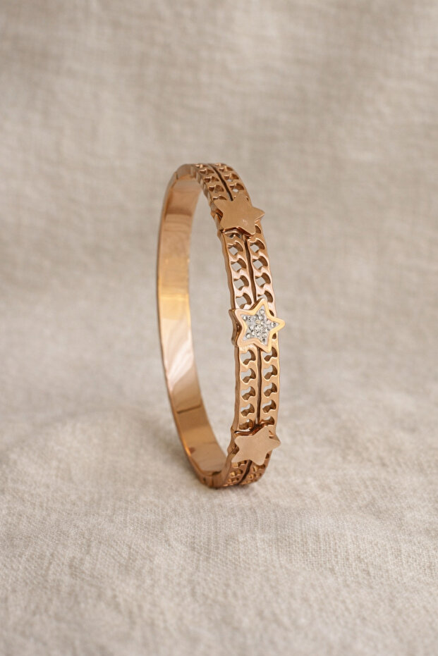 Steel Rose Gold Stone Star Ritania Clamp - No Darkening -