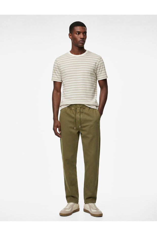 Oversize Cotton Pocketed Waist-Tie Baggy Jean Trousers