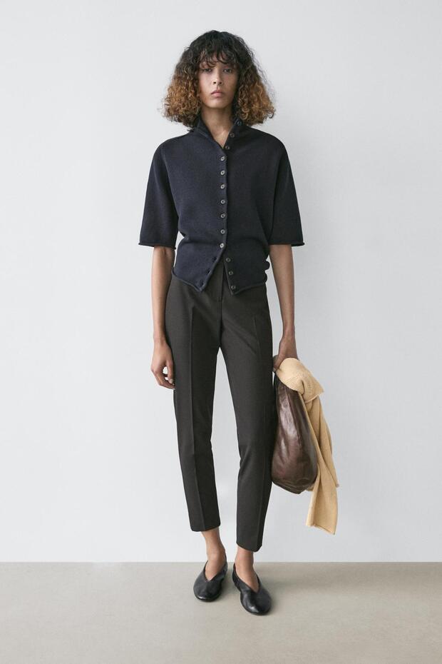 Dirsek boy kısa kollu triko hırka - 3