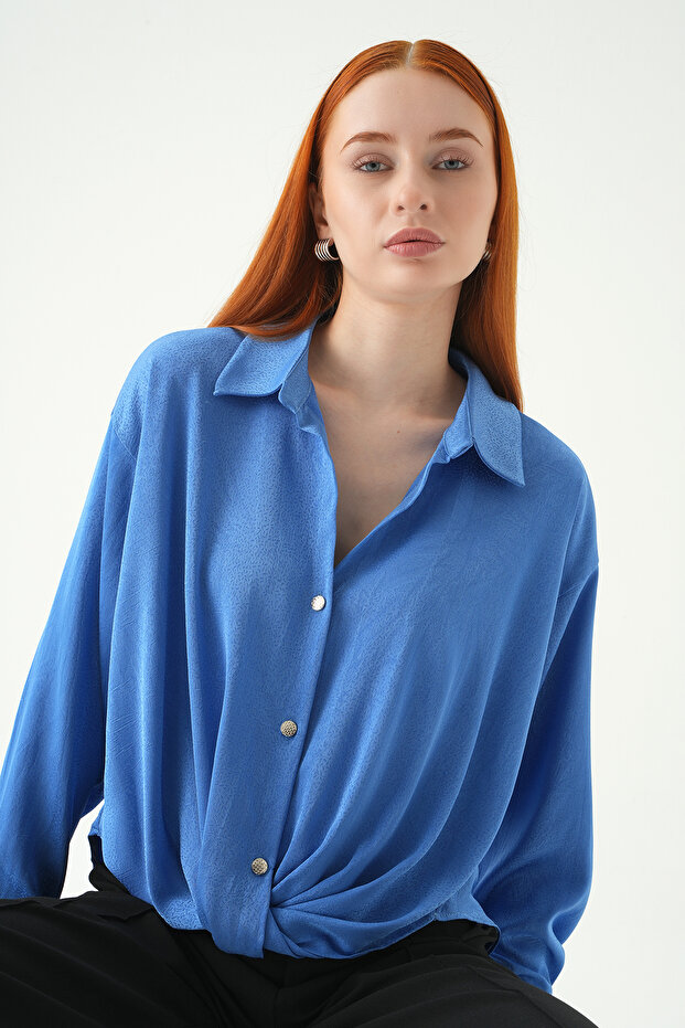 قميص كلاسيكي بأزرار 251152 باللون الأزرق - 6