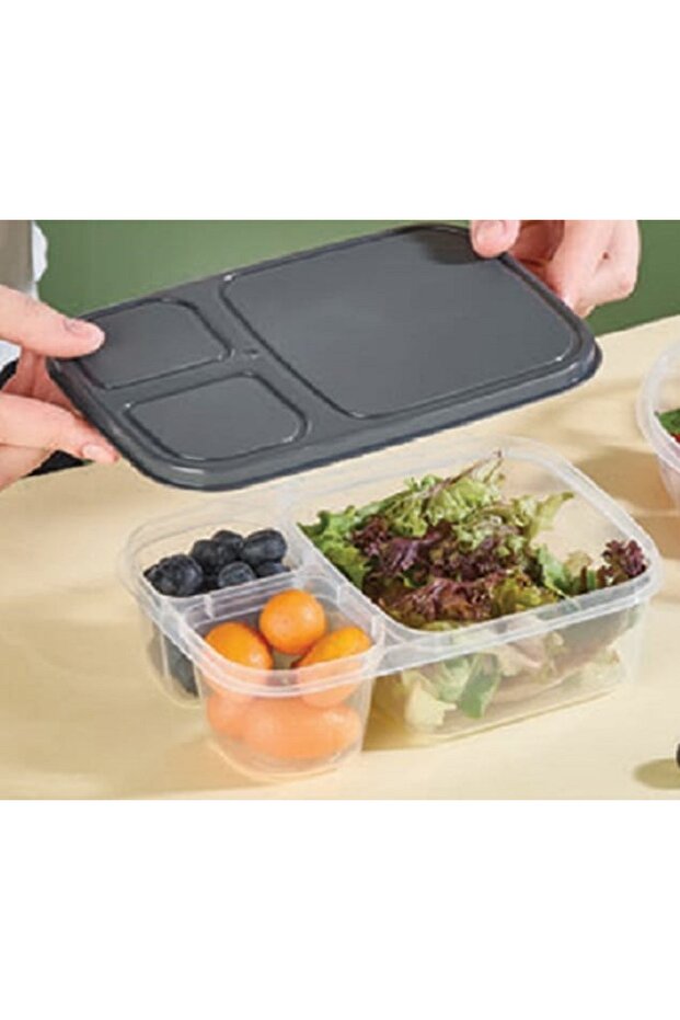 Rectangular 3-Compartment Storage Container - 4