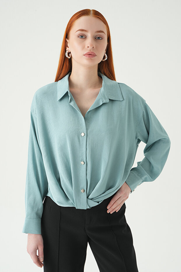 قميص كلاسيكي بأزرار 251152 بلون النعناع - 2