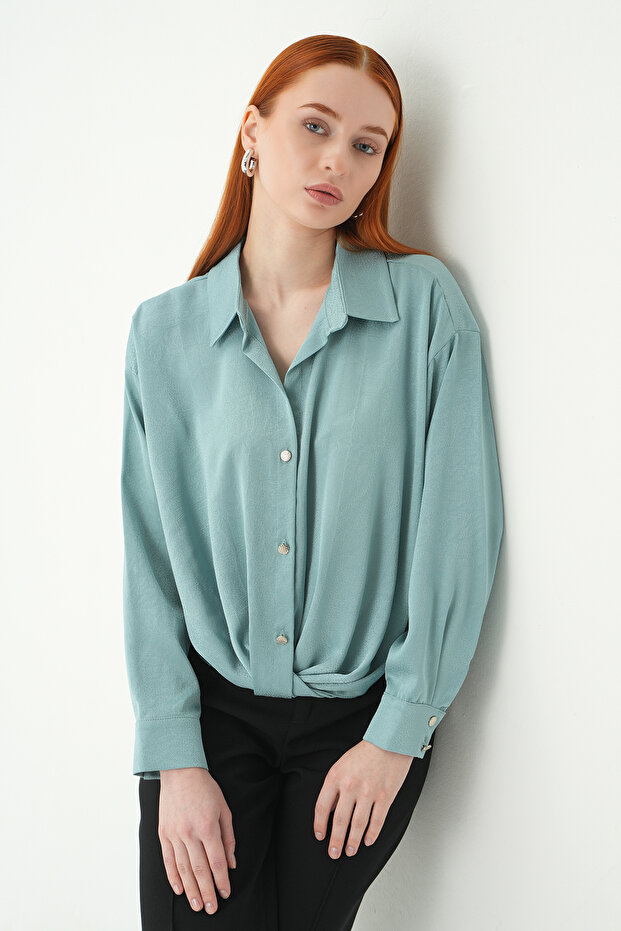 قميص كلاسيكي بأزرار 251152 بلون النعناع - 1
