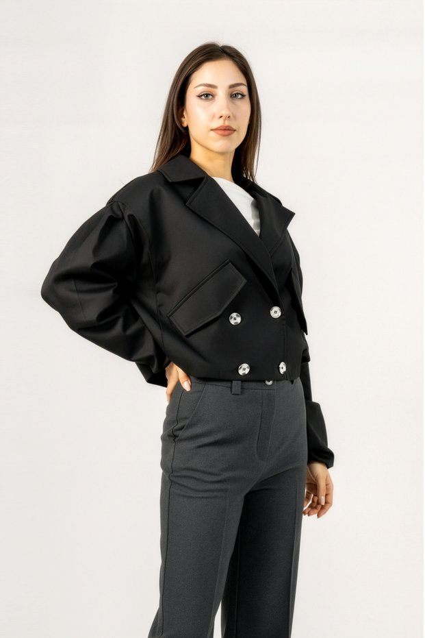 Trench Coat Women's Short Trench Coat Jacket Bomber Jacket Double Breasted Lined Buttoned Seasonal Black Stylish