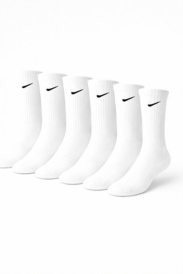 6 Pieces Premium White Tennis Socks with Towel Bottom