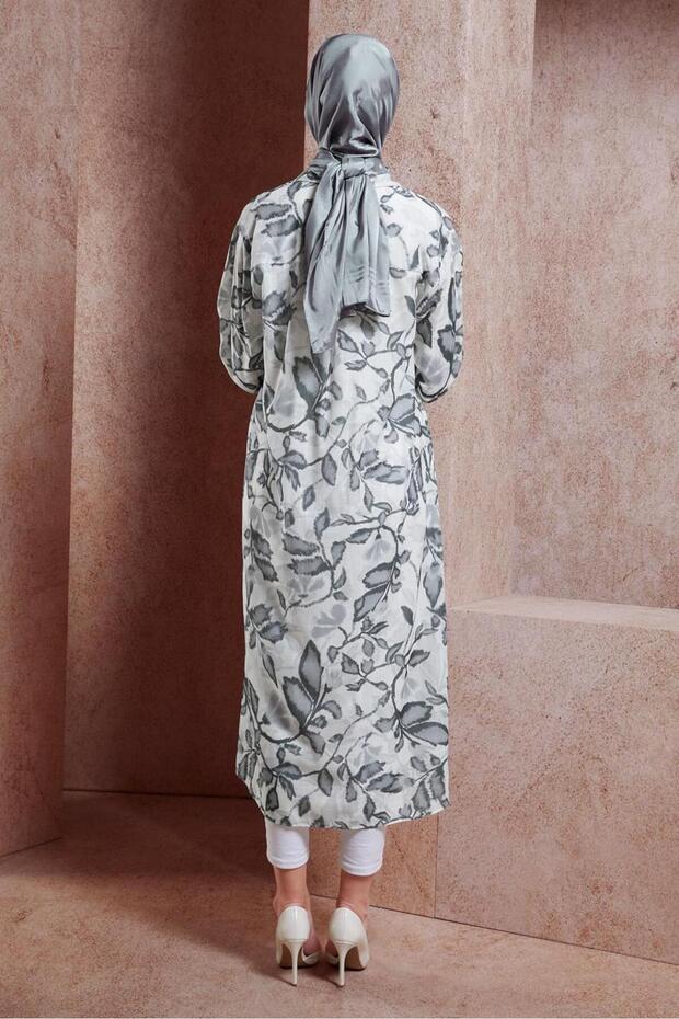 تونيك كتان 44769 - منقوش وتأثير - 3