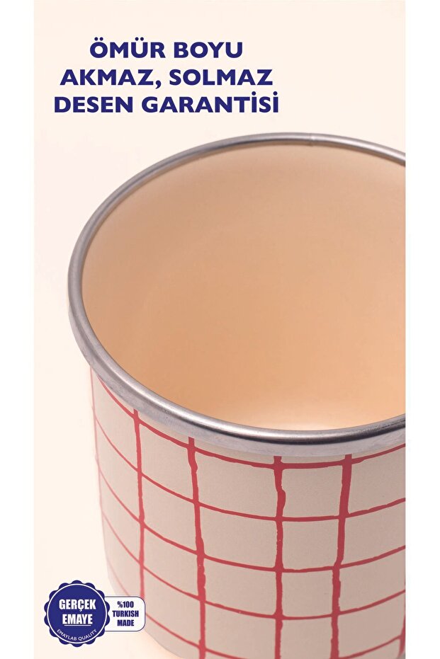 Cupid Grid Pattern Enamel Mug - 6