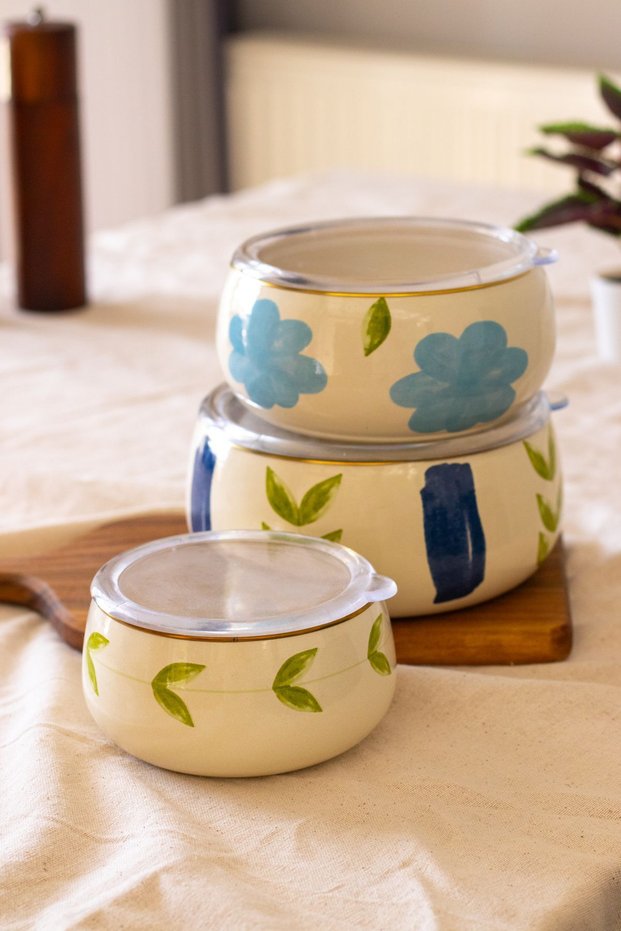 Bloom 3-Piece Enamel Storage Container Set (USABLE ON ALL STOVE TYPES)