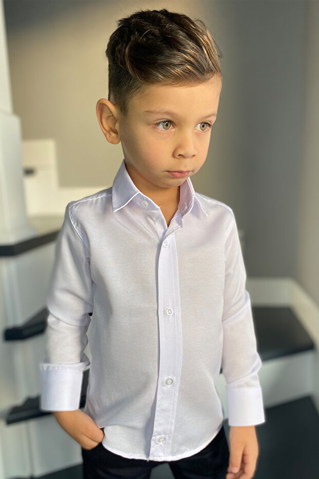 قميص للأولاد بلون سادة - 3