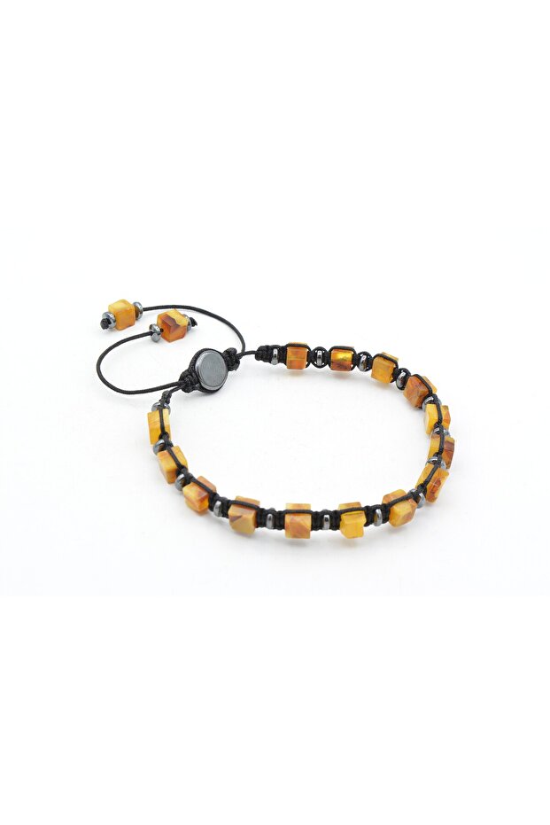 Genuine Natural Macrame Model Drop Amber Bracelet 004