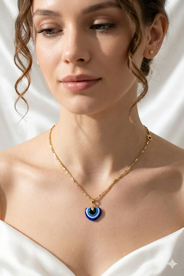 Evil Eye Rainbow Handmade Murano Glass Chain Necklace Blue
