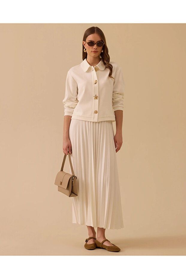 Bebe Yaka Düğmeli Örme Ceket - 2