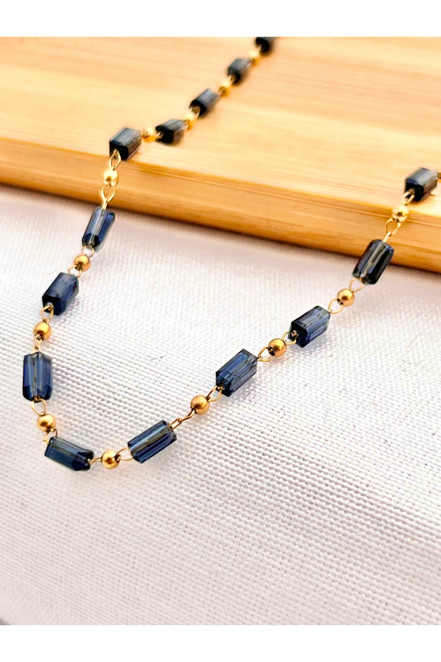 Topçuklu Boncuklu Çelik Kolye - 4