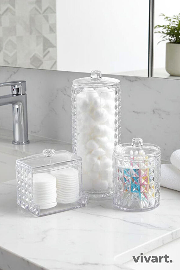 Makeup Removal, Ear Cleaning and Cotton Swab Organizer Set of 3