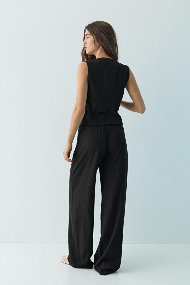 Yanları bağlamalı rustik yelek - 5