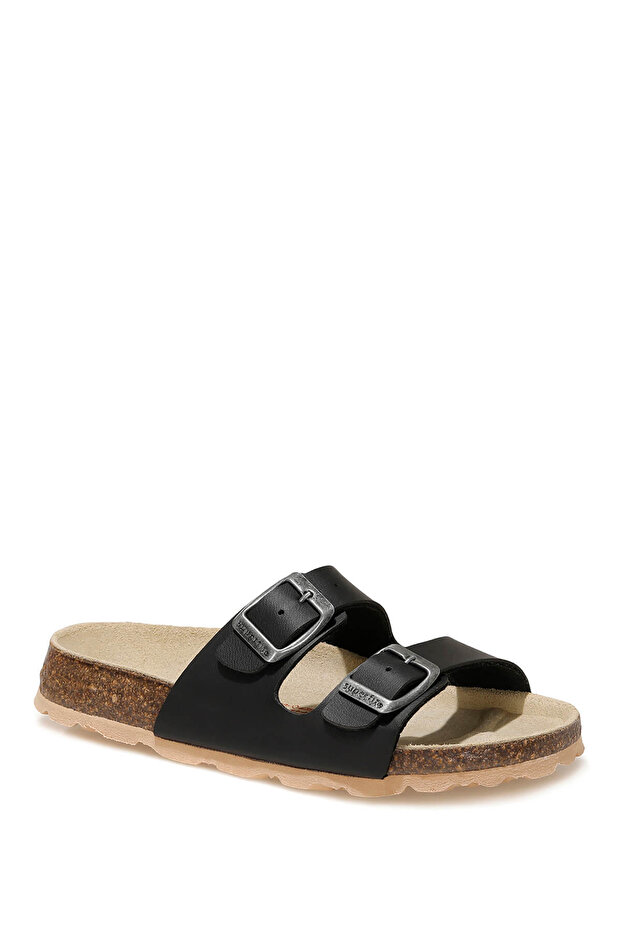 Schwarze Lederpantoffeln - 6