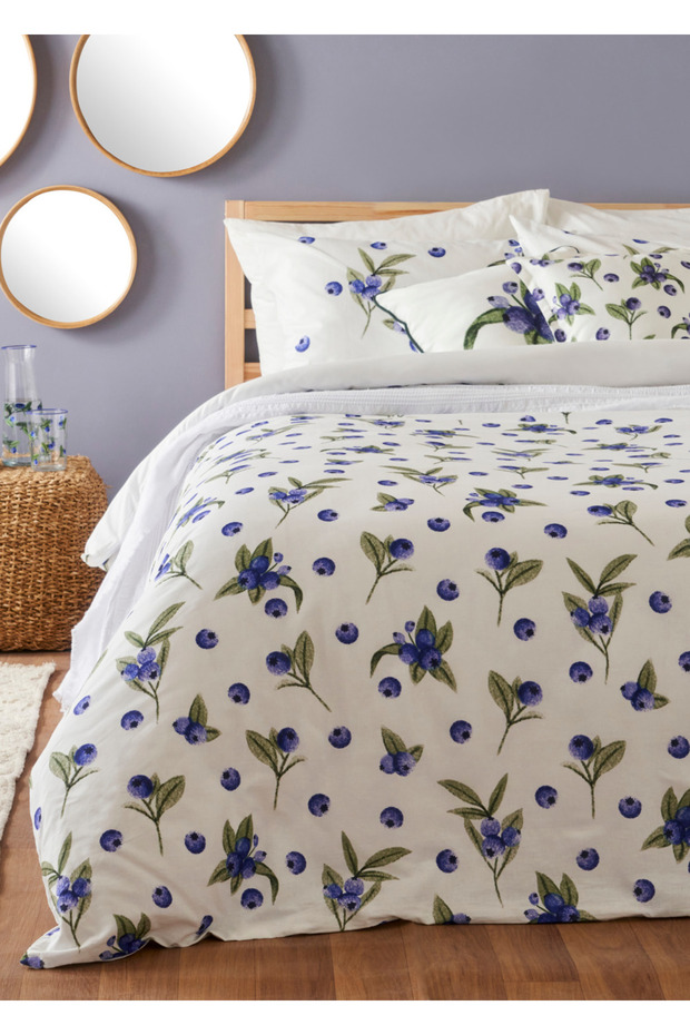 100% Cotton Ranforce Blueberry Double Duvet Cover Set (200X220 cm)