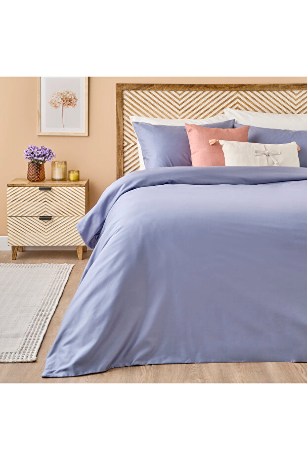 100% Cotton Satin Supreme Double Duvet Cover Set Blue (200X220 cm)