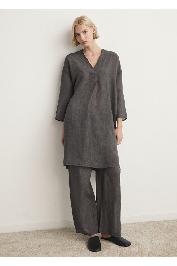 %100 rami overdyed görünümlü pantolon - 2