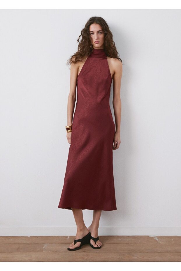 Kurdeleli halter yakalı elbise - 2