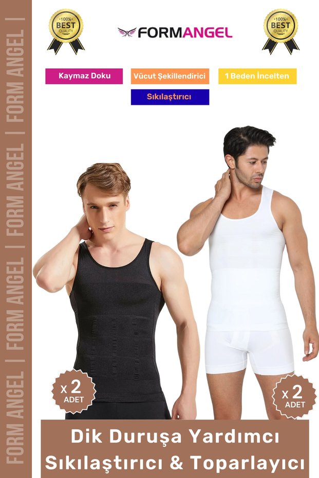 # Men's Corset for Upright Posture, Body Waist and Chest Enhancer, Belly Tightener, Men's Corset Undershirt, Set of 4