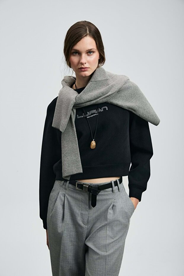 122030022 Beggy Kadın Örme Kadın Sweatshirt SİYAH - 2