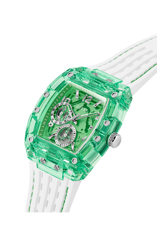 ساعة رجالية متعددة الوظائف باللونين الأبيض والأخضر - 5