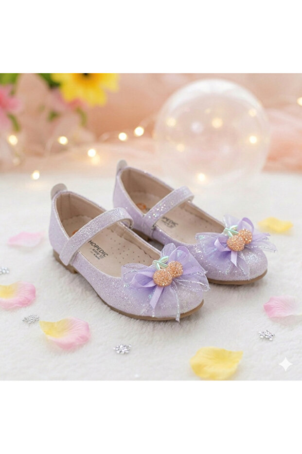 Girl's Cherry Model Glitter Orthopedic Imported Ballet Flats