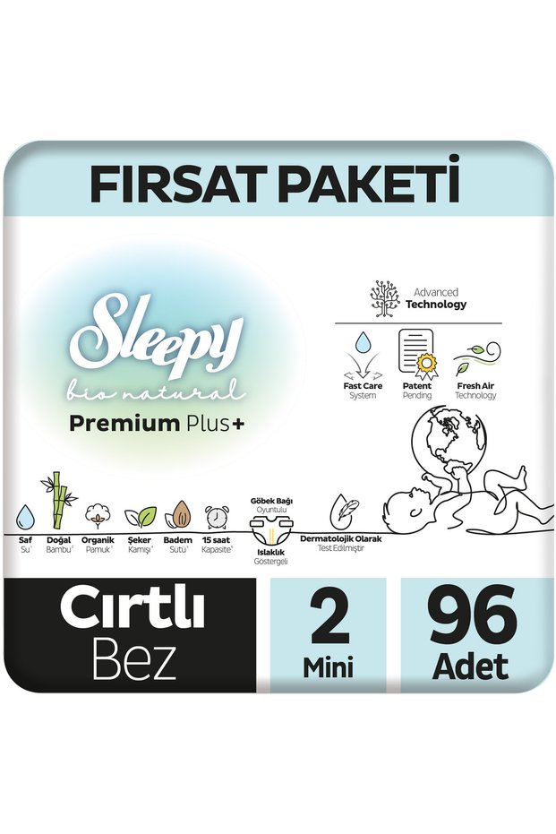 Bio Natural Premium Plus Opportunity Package Baby Diapers Size 2 Mini 96 Pieces