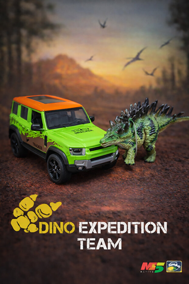 سيارة معدنية من نوع Pull Drop Dinosaur باللون الأخضر