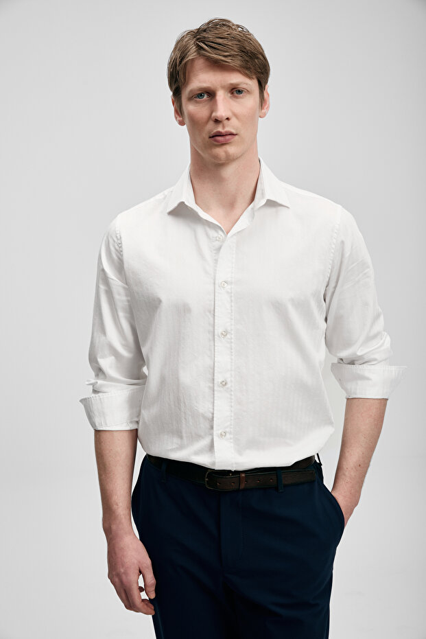 Veler Erkek Basic Gömlek Regular Fit Beyaz - 2