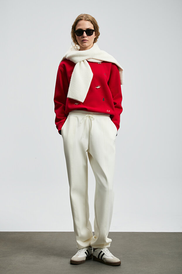 Merry Kadın Örme Sweatshırt Kırmızı - 2