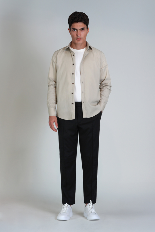 Ferla Erkek Basic Gömlek Slim Fit Bej - 2