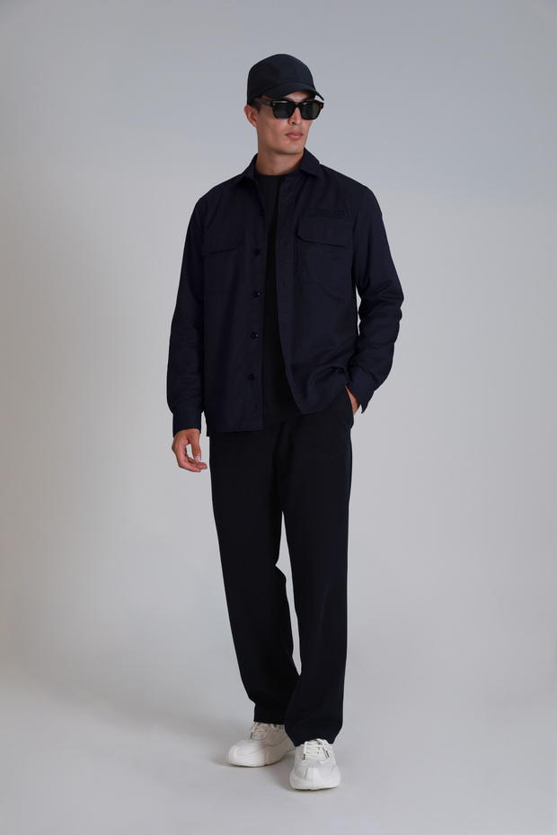 Lara Erkek Basic Gömlek Slim Fit Lacivert - 4