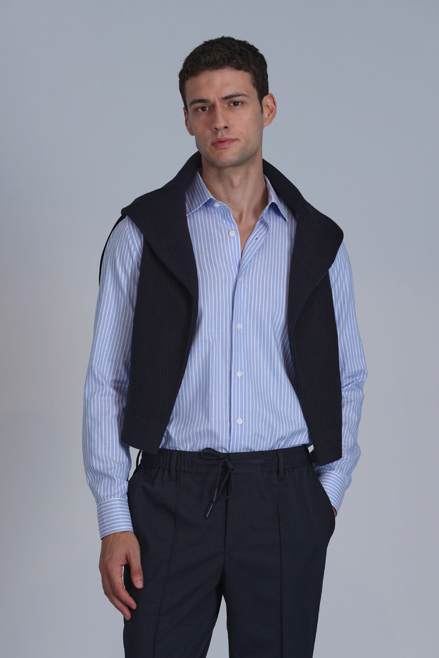 Strıt Erkek Basic Gömlek Slim Fit Mavi - 5