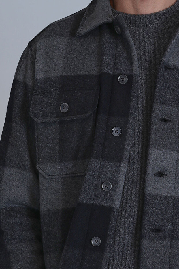 Broken Erkek Basic Gömlek Slim Fit Siyah - 3