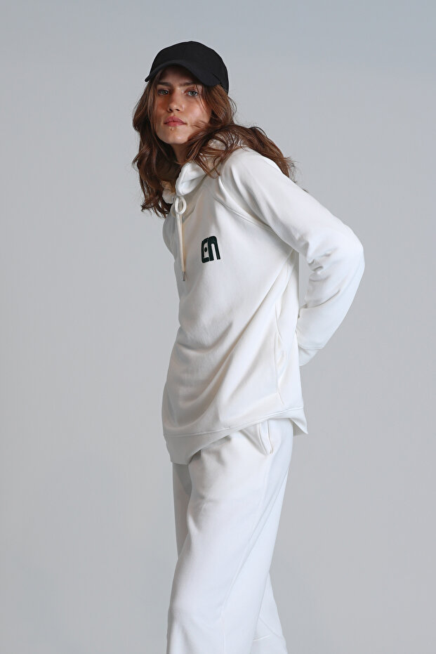 Sabrına Kadın Örme Sweatshırt Ekru - 1