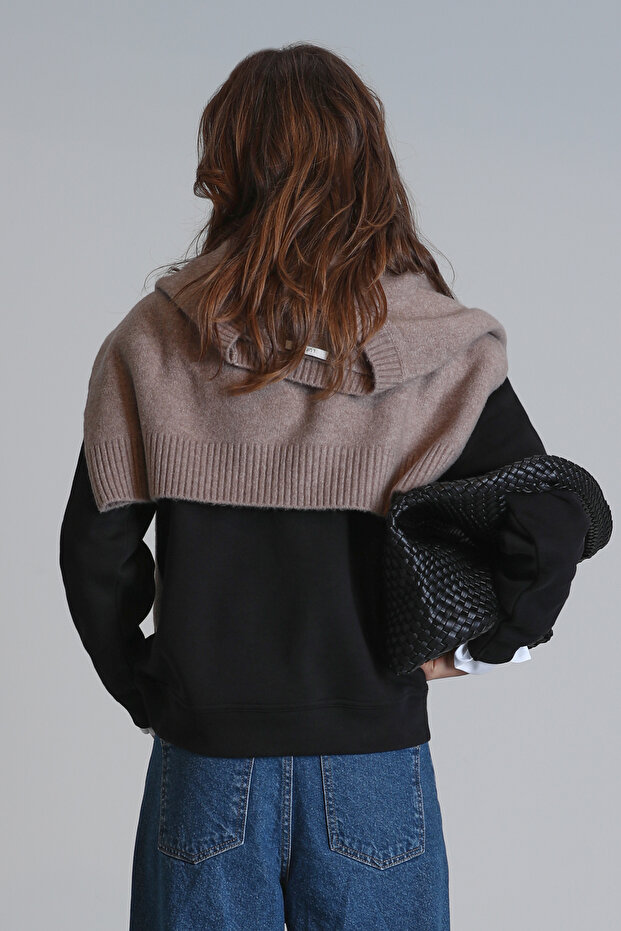 Pıtcher Kadın Örme Sweatshırt Siyah - 6