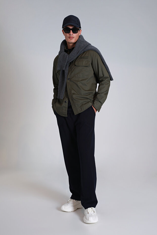 Lara Erkek Basic Gömlek Slim Fit Haki - 4