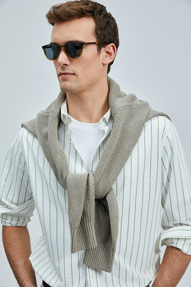 Nıcer Чоловіча сорочка Basic Regular Fit Зелена - 3