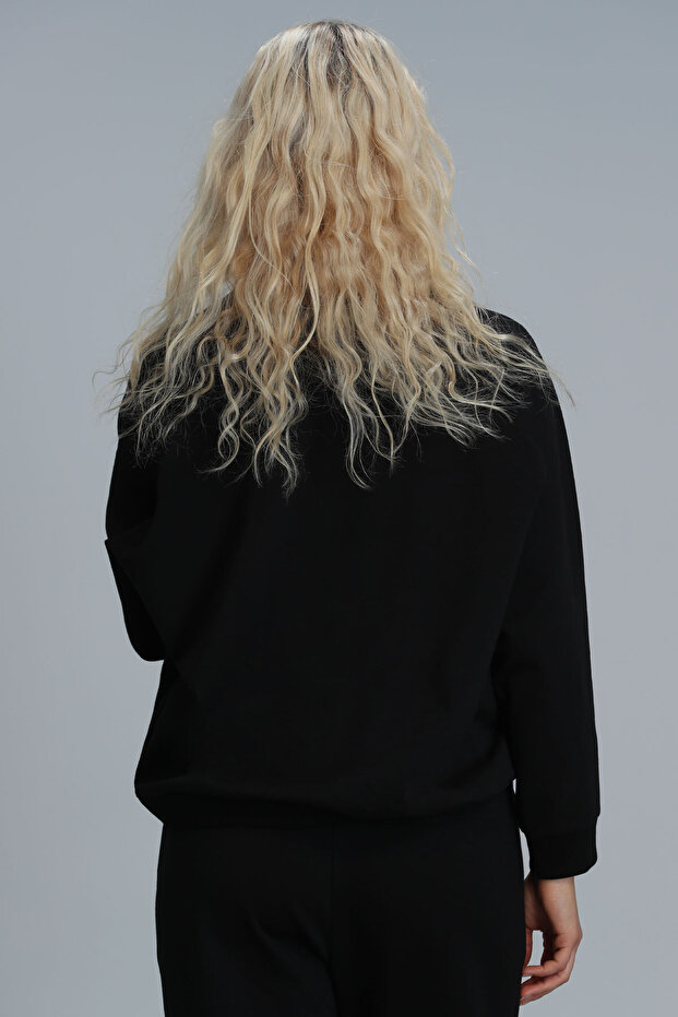 Dora Kadın Örme Sweatshırt Siyah - 6