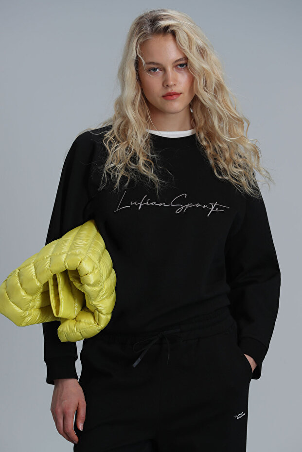 Dora Kadın Örme Sweatshırt Siyah - 3