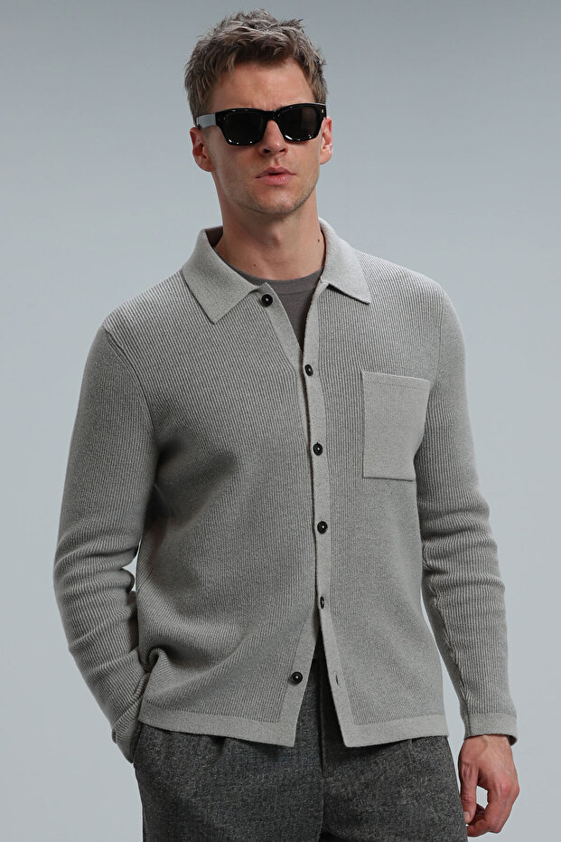 Solıd Erkek Hırka Vizon - 5