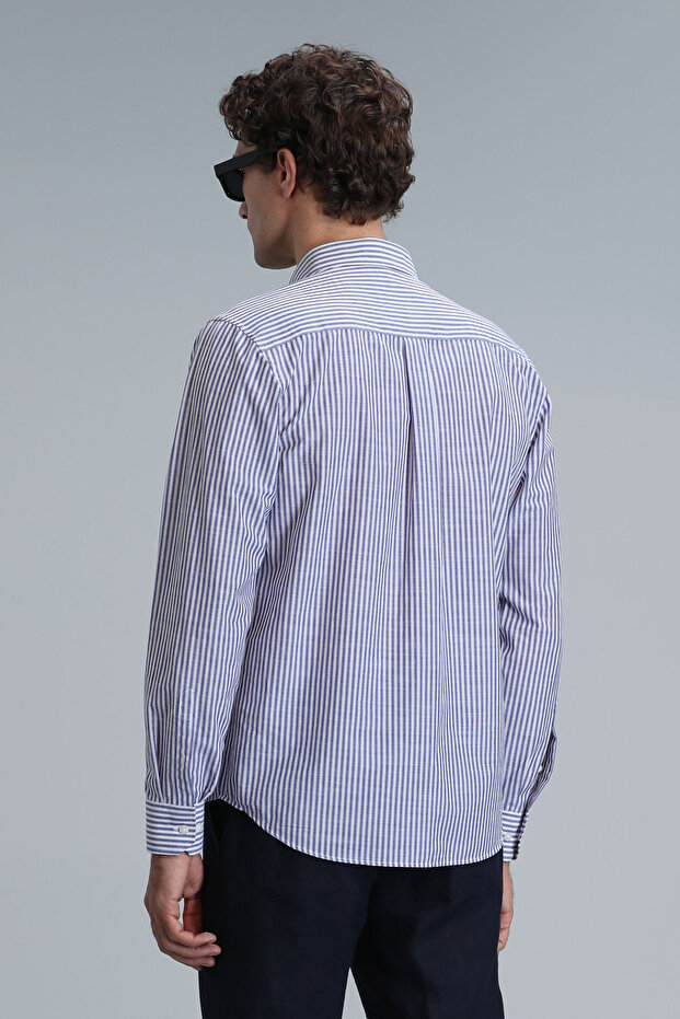 Warm Men's Basic Shirt Regular Fit Blue - 6