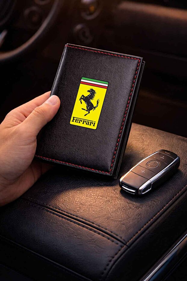 Ferrari Logo Black License Case and Container Set