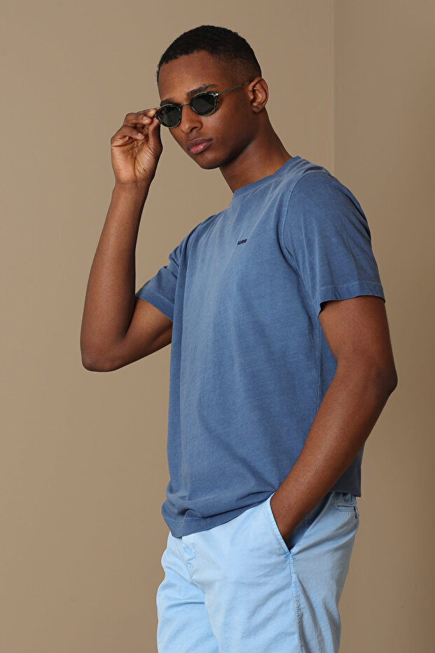 Sarder Erkek Basic Tişört İndigo - 3